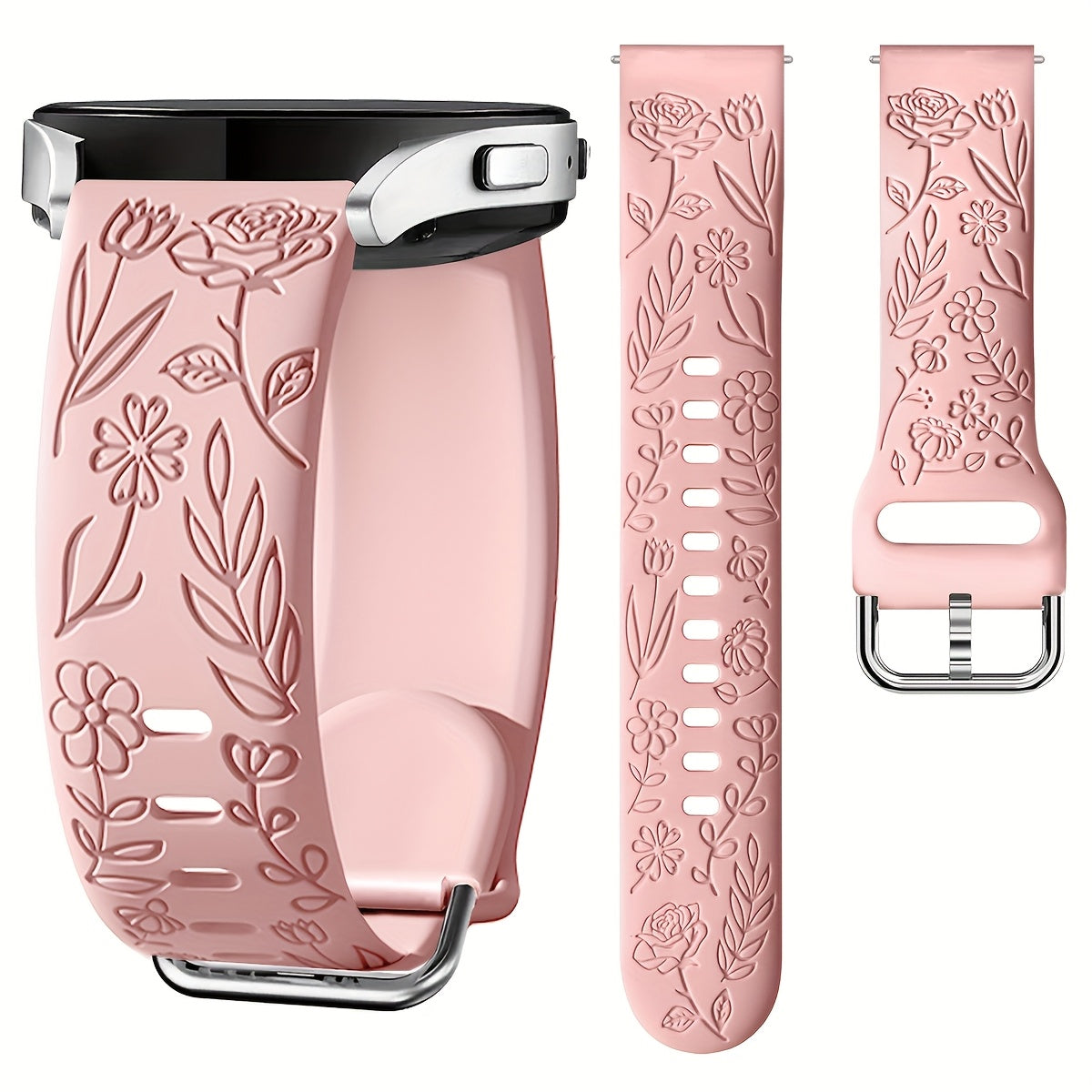 Rose Blossom Silicone Watch Strap for Samsung Galaxy Watch 7/FE 6 5 4 20mm Replacement