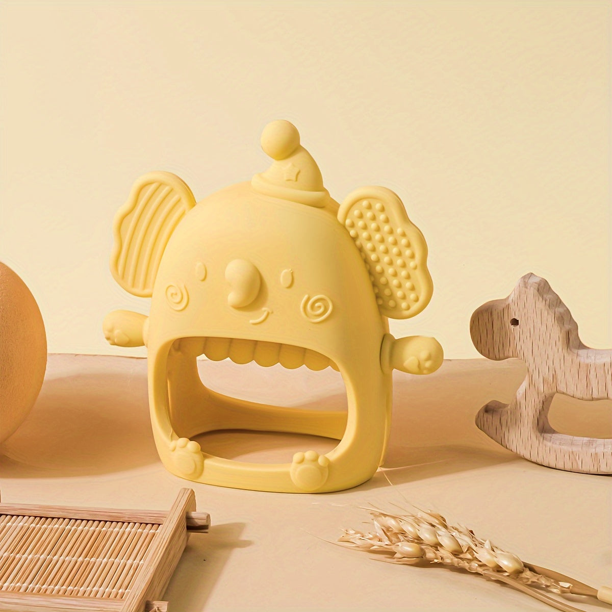 Силиконовая прорезыватель для малышей от 6 месяцев, без BPA, жевательная игрушка, ручной соска