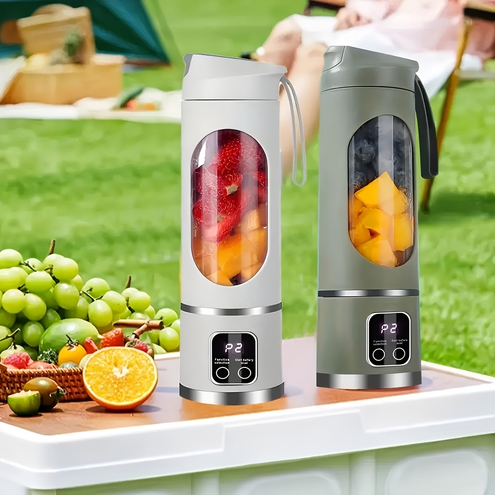 Licuadora portátil recargable por USB con pantalla LED, de grado alimentario ABS, compacta para batidos