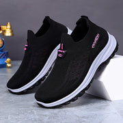 Women's Slip-On Sneakers Breathable Mesh Casual Shoes Maroon White
