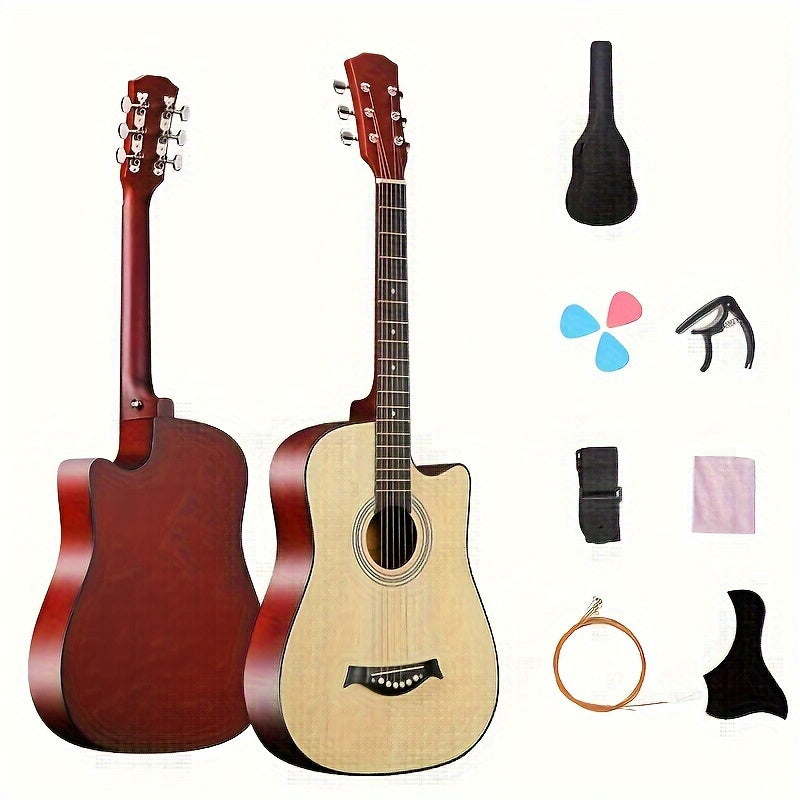 Kit de guitarra acústica para principiantes 96.52cm de tilo acabado mate con accesorios