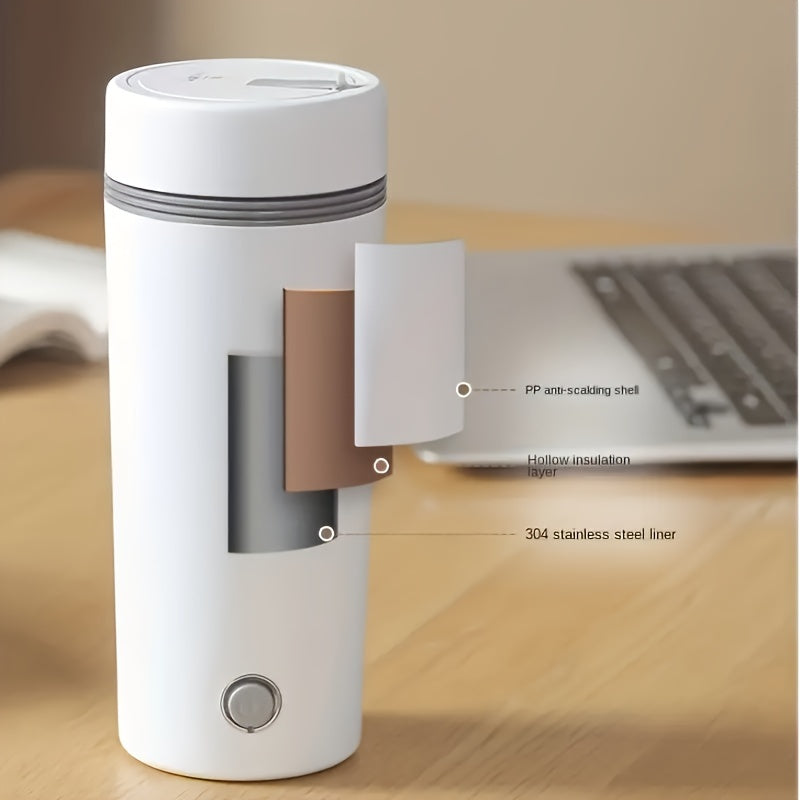 Stainless Steel 350ml Portable Electric Kettle White Leak-Proof Fast Heating Auto Shut-Off