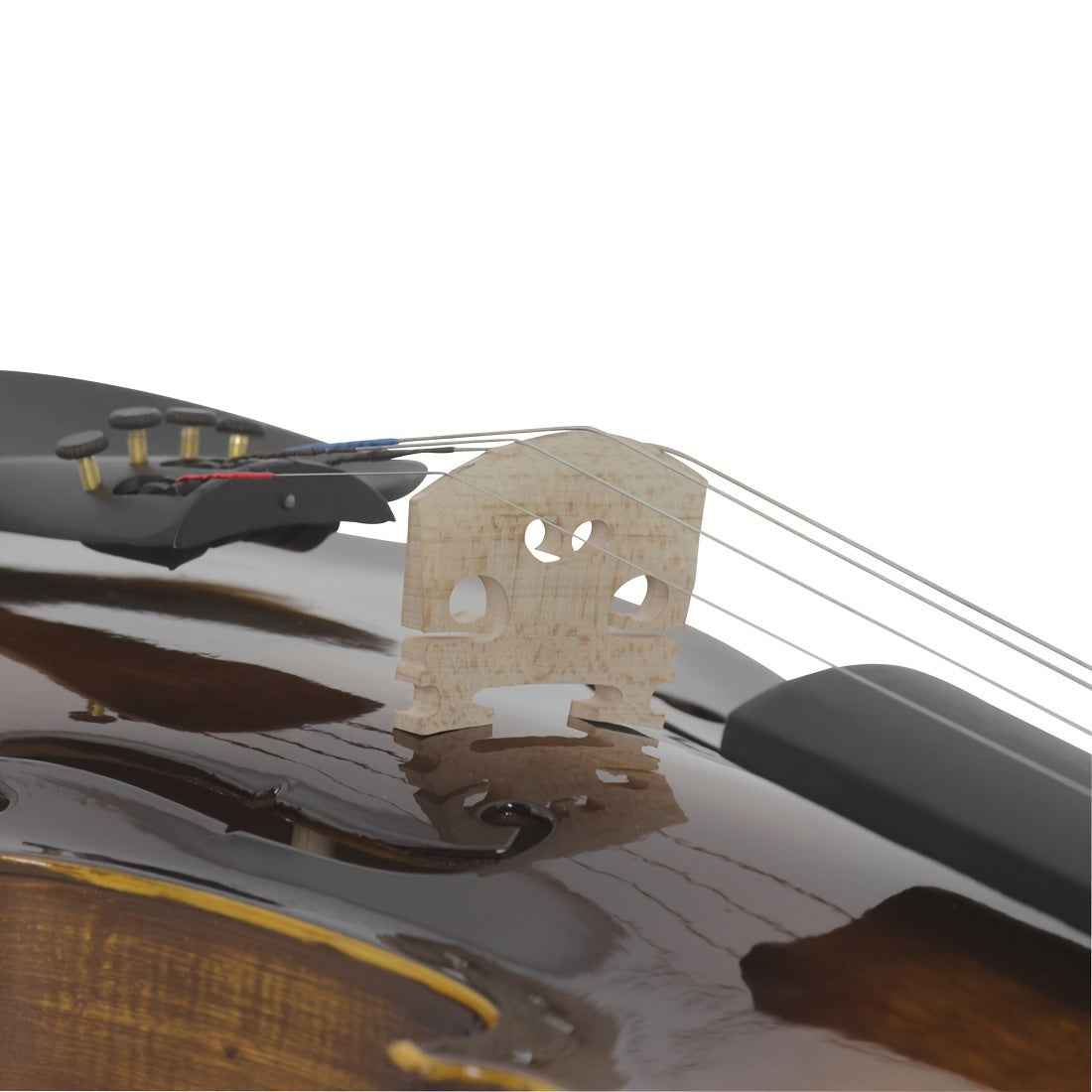 Glossy Basswood Violin with Deep Brown Finish, Precision Pegs, Lightweight Durable Design