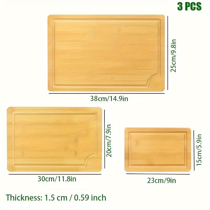 Wooden Cutting Boards Set with Juice Grooves and Serving Boards for Kitchen