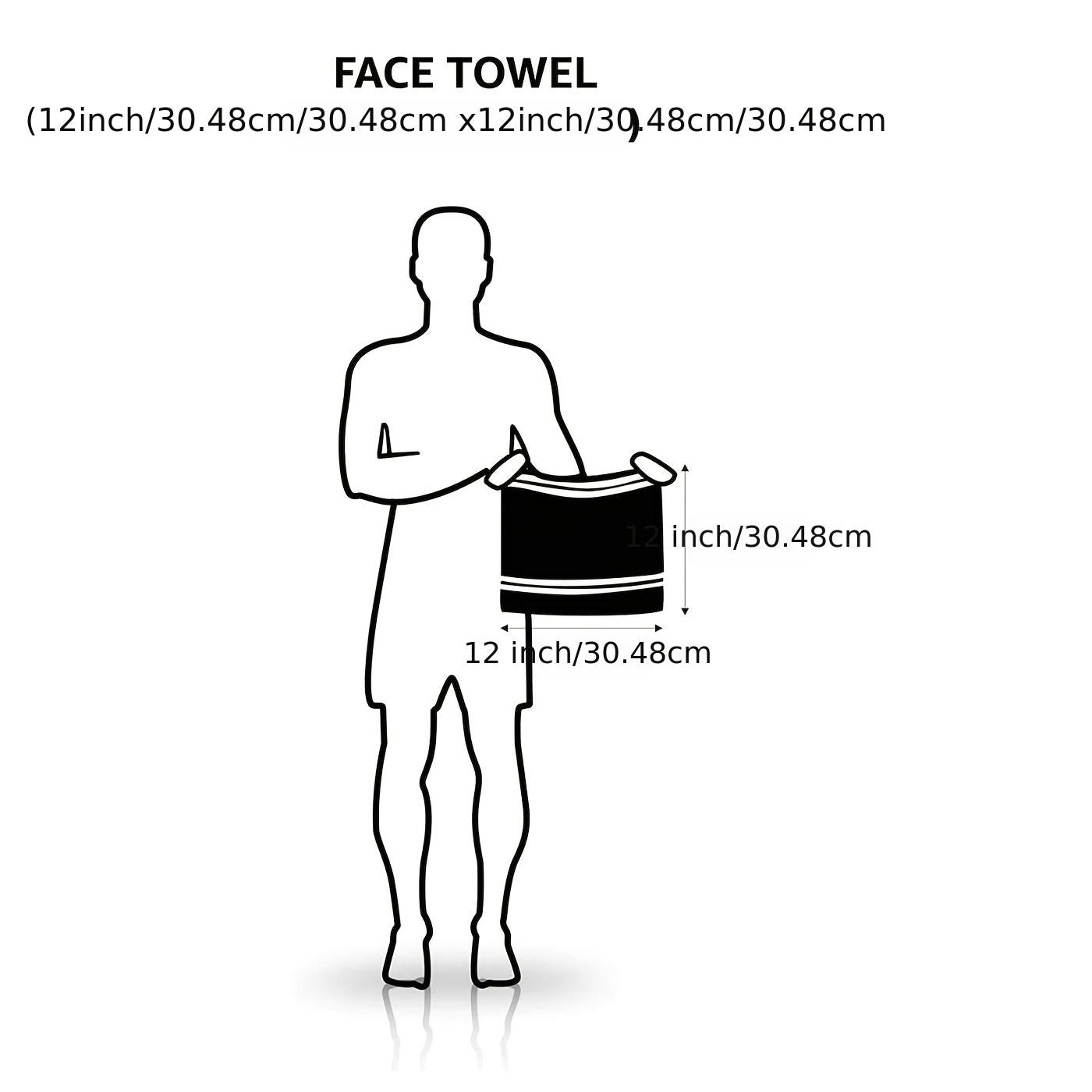 6/12 Pack Cotton Wash Cloths Square Soft Absorbent Towels Black 30.48cm