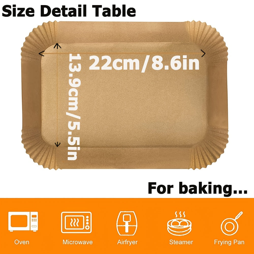 Liners desechables para freidora de doble zona, 100 piezas, papel para hornear de tamaño rectangular, resistente al aceite