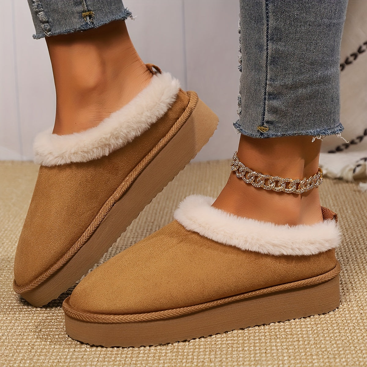 Ayollar uchun mo'ljallangan, plüsh bilan qoplangan qishki chanoq, issiq, ichki va tashqi foydalanish uchun, yopiladigan, qora, kulrang, bej.