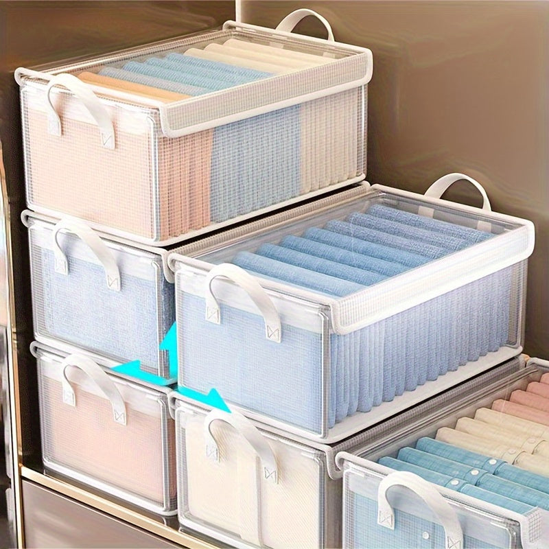 Large Foldable PVC Storage Box with Lid Dustproof Organizer for Clothes and Trousers