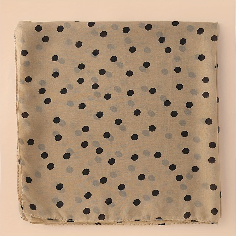 Polka Dot and Solid Color Chiffon Scarf for Casual Wear Head Wrap Sun Protection