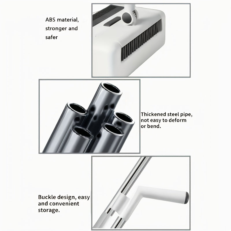 3-in-1 Foldable Broom and Dustpan Set with Unflagged Bristle Sweep Brush for Multi-Surface Cleaning