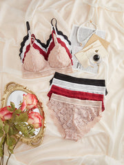 Set of 4 Lace Lingerie for Women Bra and Panties Push-Up and Elastic Panties