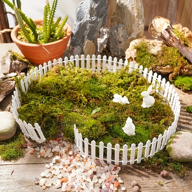 Mini Wooden Fairy Garden Fence White Chocolate Miniature Garden Decor for Home and Garden