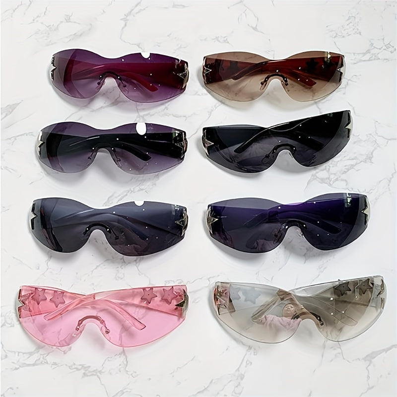 Women's One-Piece Star Rimless Gradient Sunglasses for Cycling Beach Parties