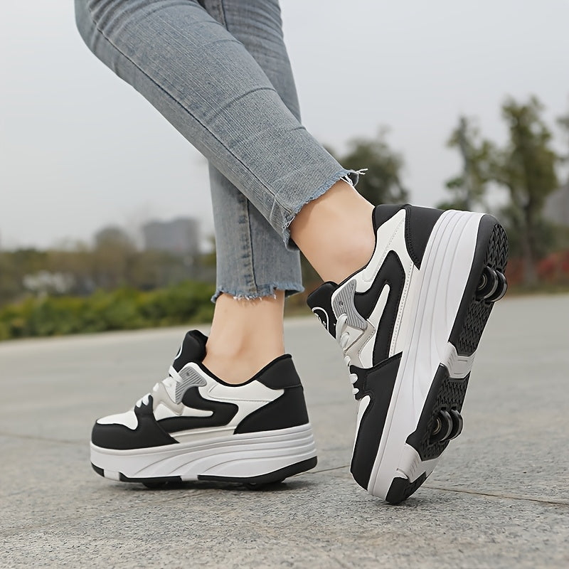 Kids' Low-Top Lace-Up Skate Shoes Breathable Lightweight Durable Slip-Resistant Outdoor Sneakers