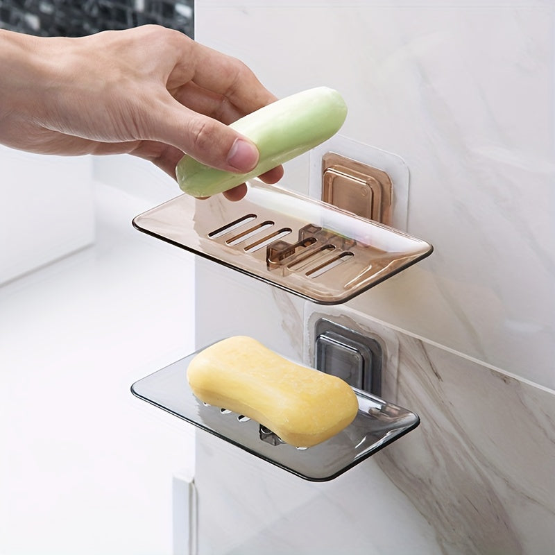 Wall-Mounted Soap Dish with Drainage Adhesive Bathroom Organizer