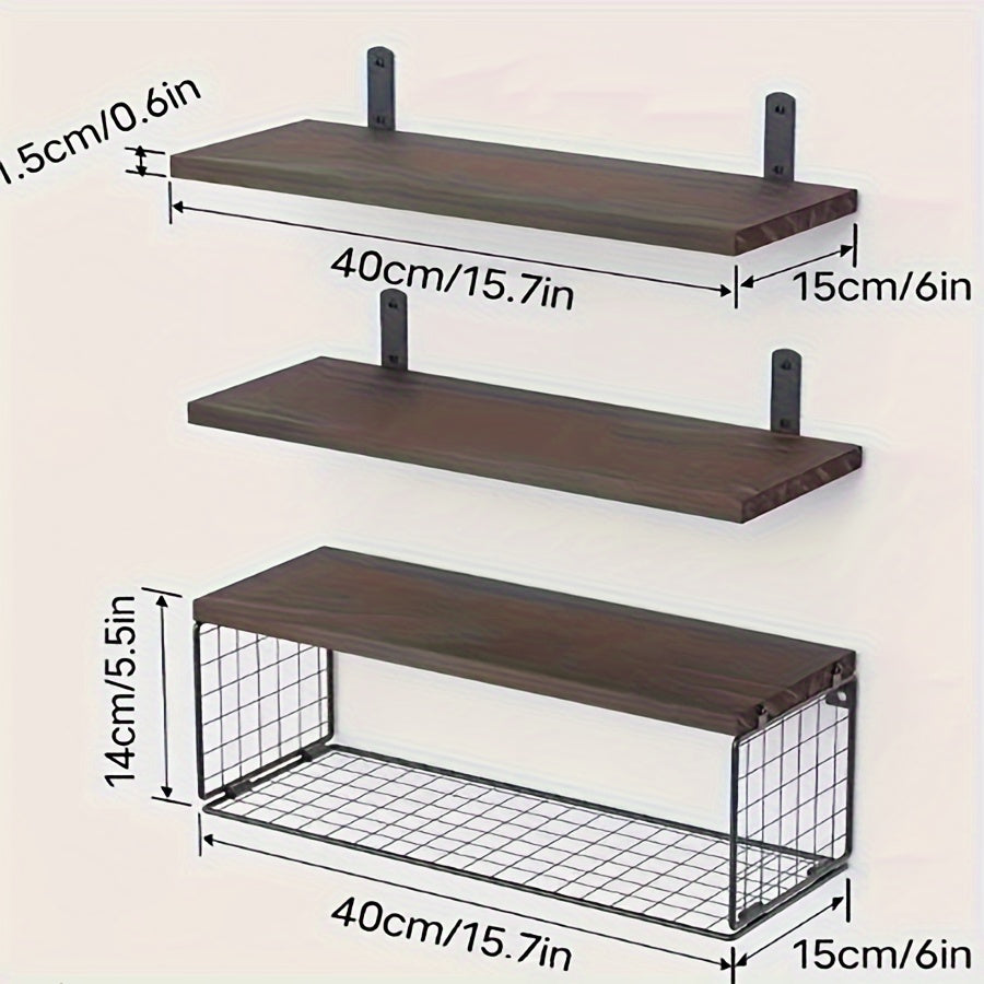 4 ta suzuvchi hammom javonlari to'plami saqlash savati bilan - mustahkam va o'rnatish oson, hojatxona ustida dizayn, 39.88x15.24 sm, 4 rangda mavjud