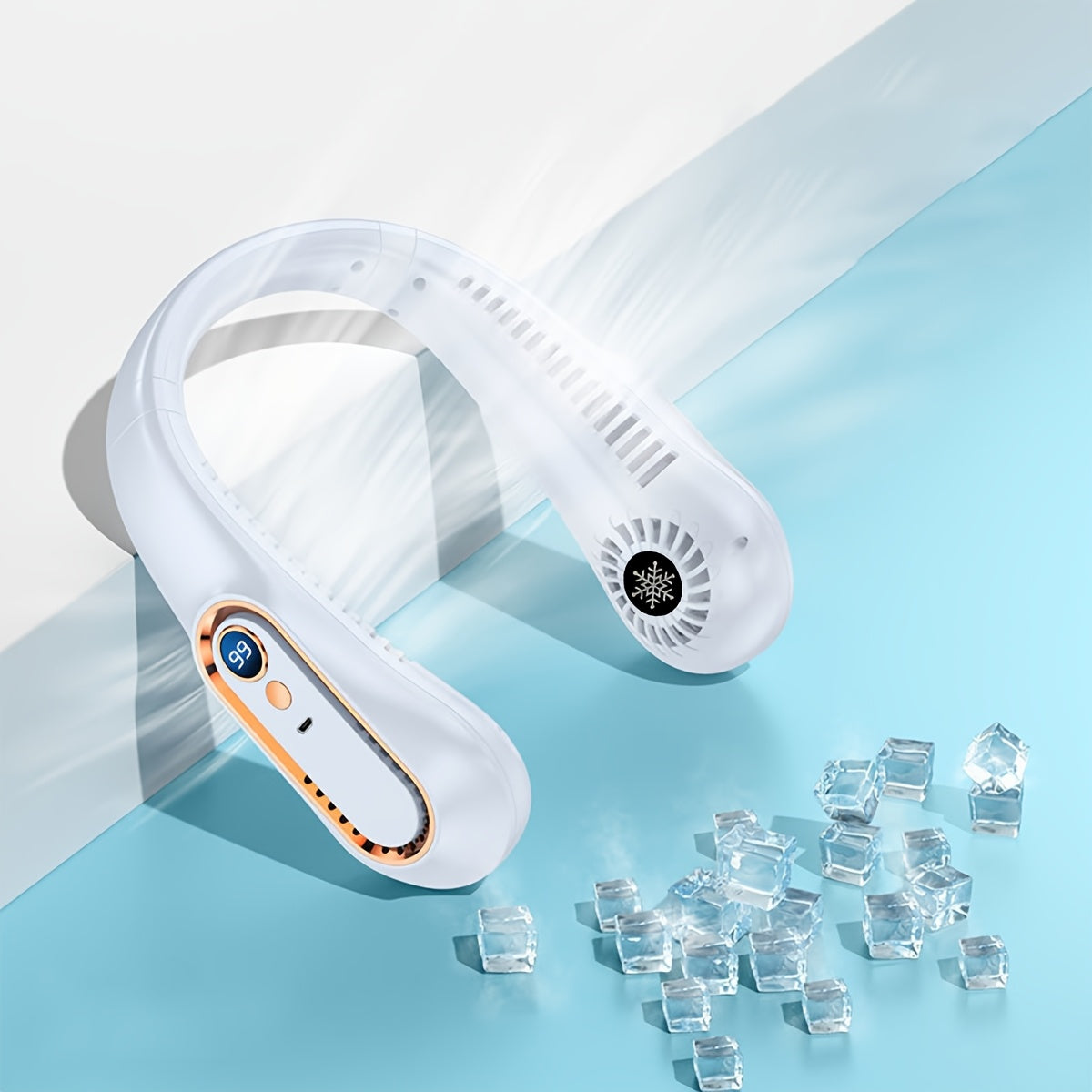 Portable Digital Neck Fan Bladeless USB Rechargeable 1200mAh Battery for Outdoor Camping Home