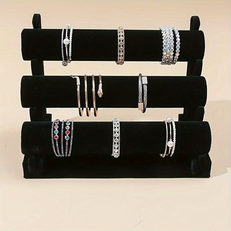 Black 3-Layer Jewelry Display Rack for Watches and Bracelets