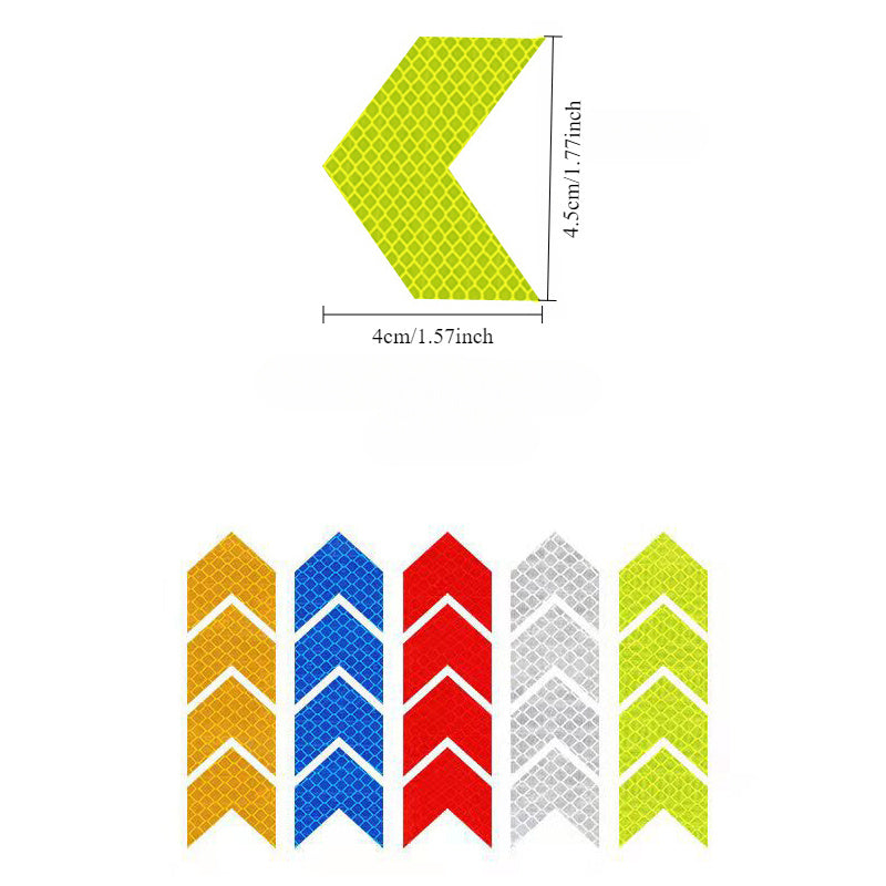 10 шт. светоотражающих стрелок-наклеек PET, высоковидимых защитных наклеек для транспортных средств