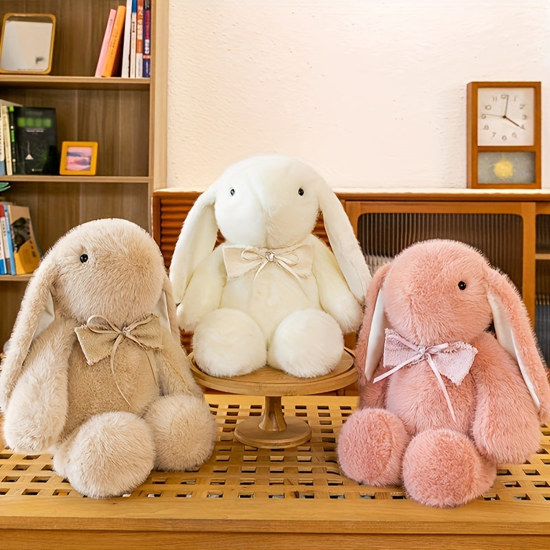 Juguete de peluche unisex con conejito y pajarita, poliéster, limpieza en seco únicamente