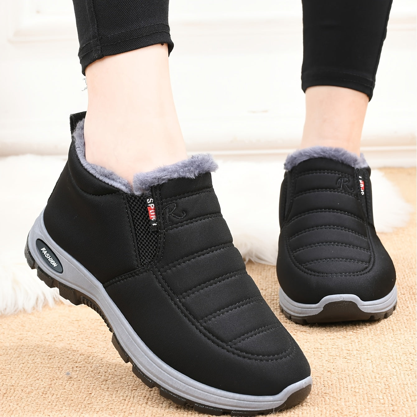 Unisex Winter Comfort Shoes Rubber Sole Slip-On Flat Toe All-Season