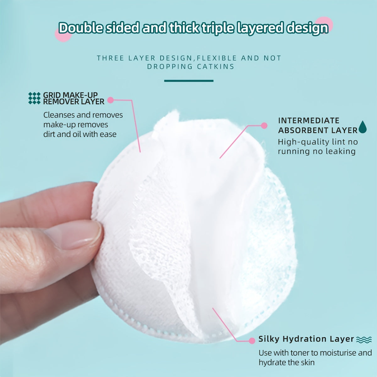 Breathable Double-Sided Makeup Remover Pads 150 300 600 Pcs for Face Cleansing