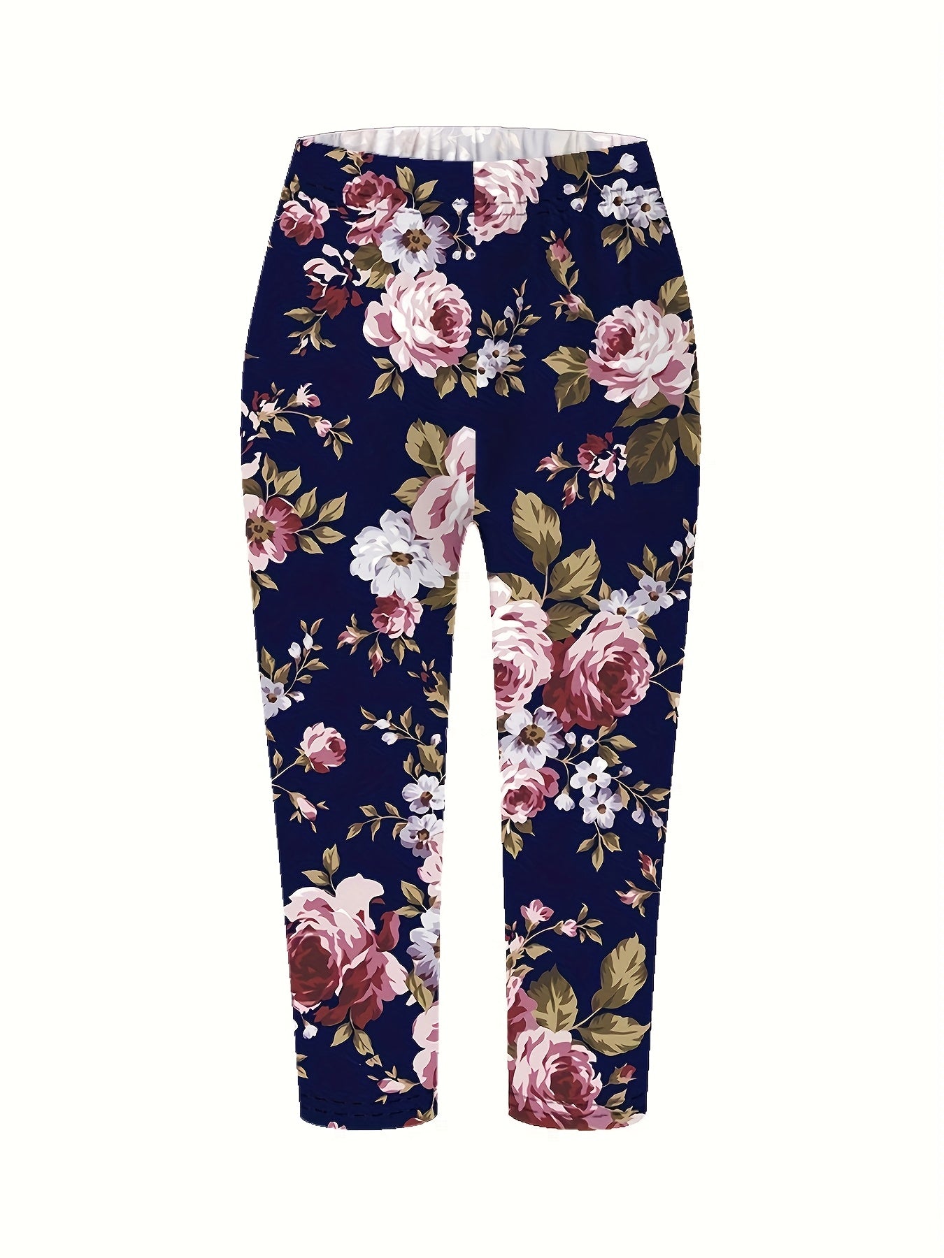 Plus Size Floral Skinny Jeans Women Stretchy Casual Trousers