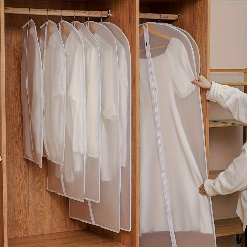 5 dona shaffof suv o'tkazmaydigan kiyim chang sumkasi, zippersi bilan, shkaf va garderob uchun saqlash