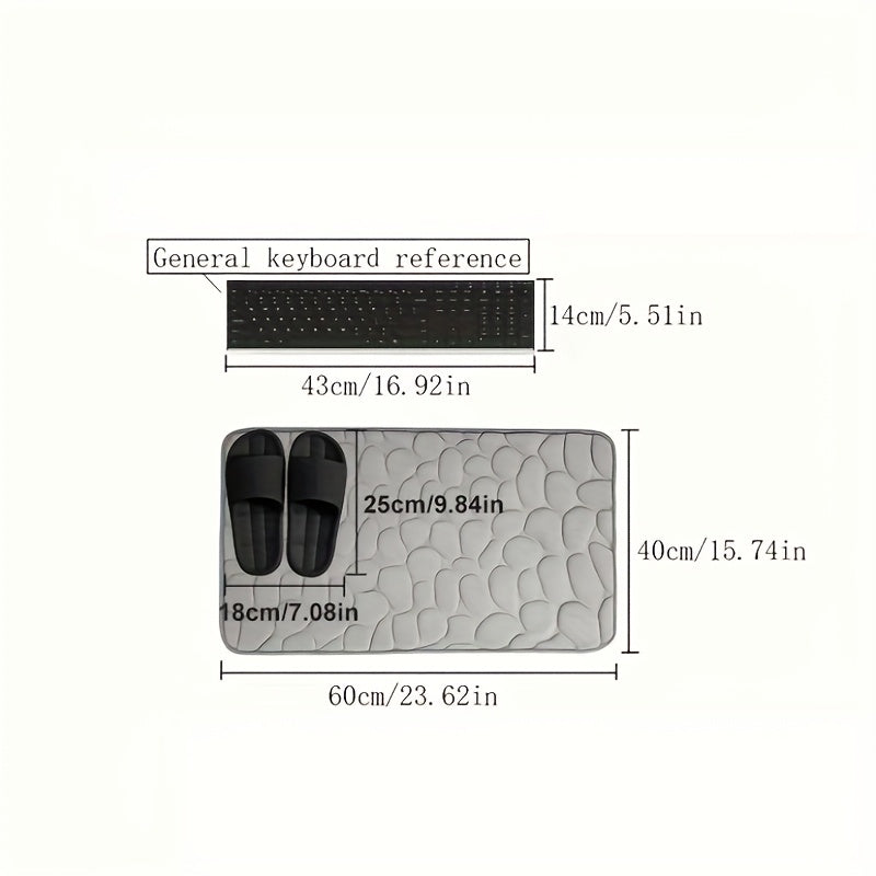 Unisex Memory Foam Cobblestone Bath Mat Non-Slip Absorbent Gray