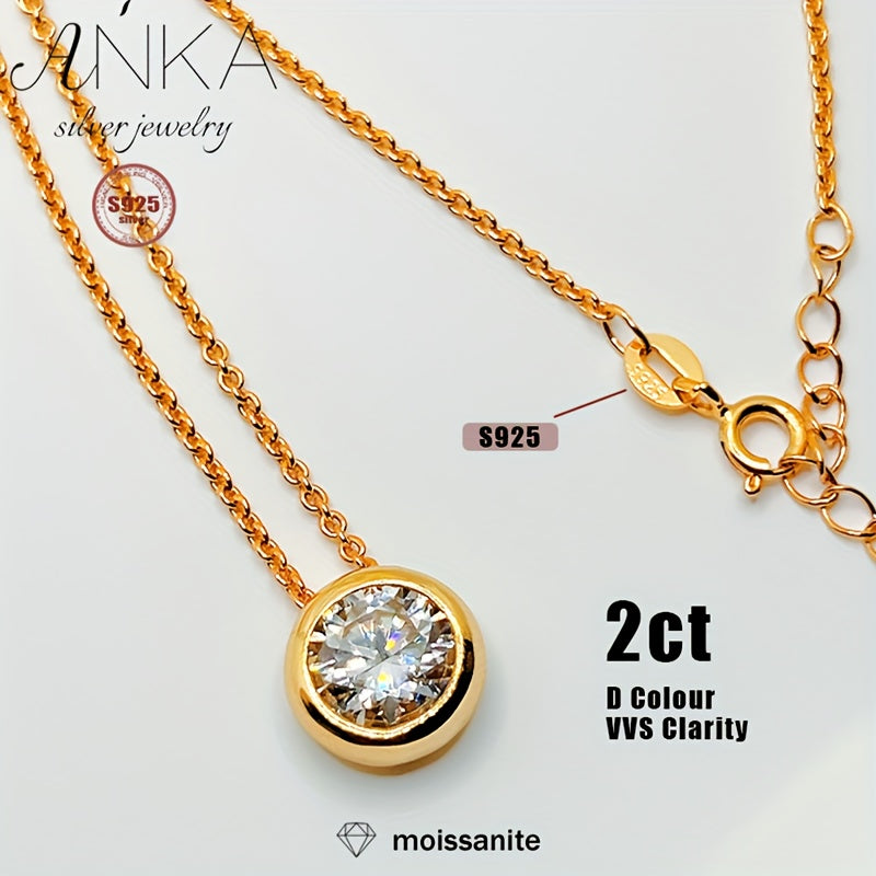 Sterling Silver Jewelry Set with Moissanite 2CT VVS Necklace and Ring