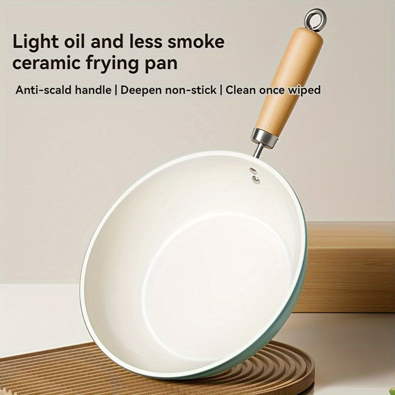 Non-Stick Ceramic Frying Pan Skillet with Cast Iron Handle for Induction Gas Stoves