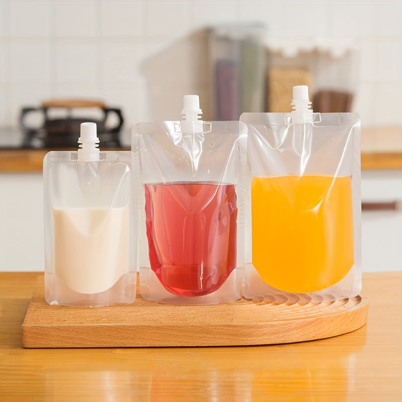 50 Transparent Nozzle Bags for Beverage Packaging Self-Sealing Plastic Bags