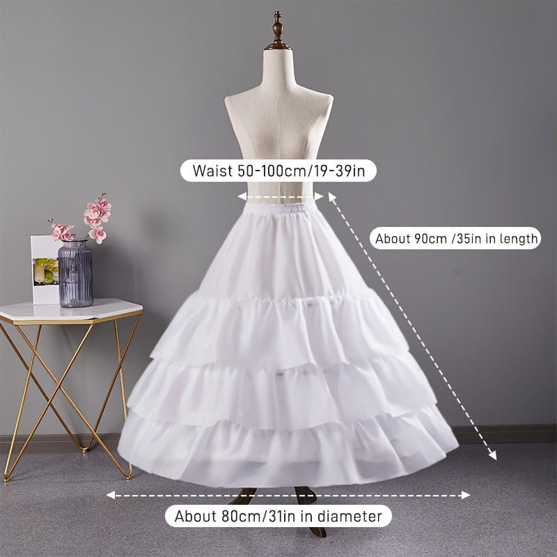 Nikoh kiyimi uchun ostki kiymalar, hajm va shakl uchun 3 ta halqali halqalar bilan A-chiziqli yubka