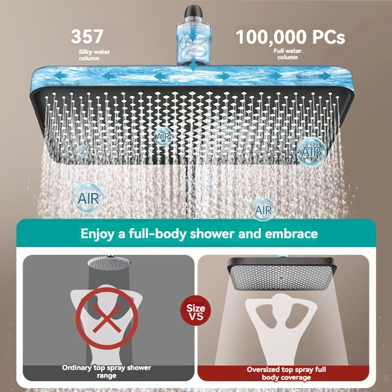 Душевой комплект с двойным душем, водопадным смесителем, распылителем, 4-в-1 управлением, регулируемыми режимами воды, горячей и холодной водой, а также регулируемой высотой.