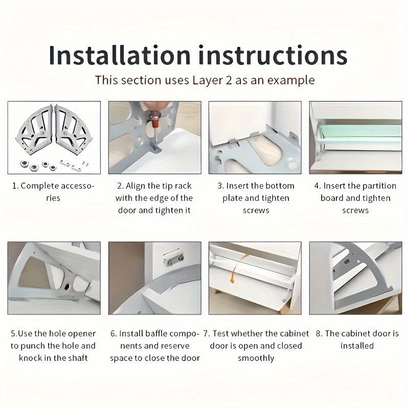 Organizador de cajones en tono plateado con cajones abatibles y soportes de acero inoxidable