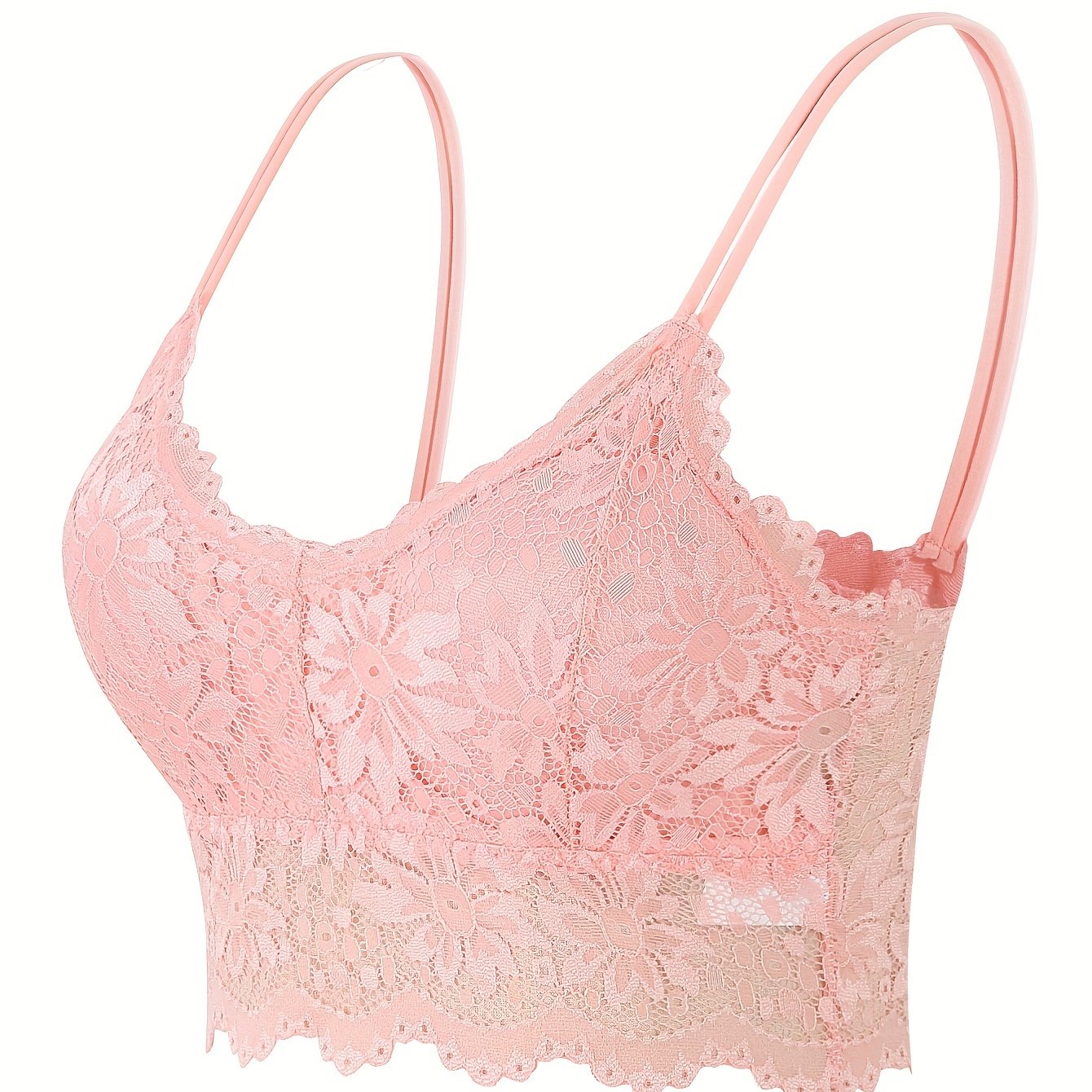 Women's Lace Cami Bra with Padded Support and Hollow Out Design