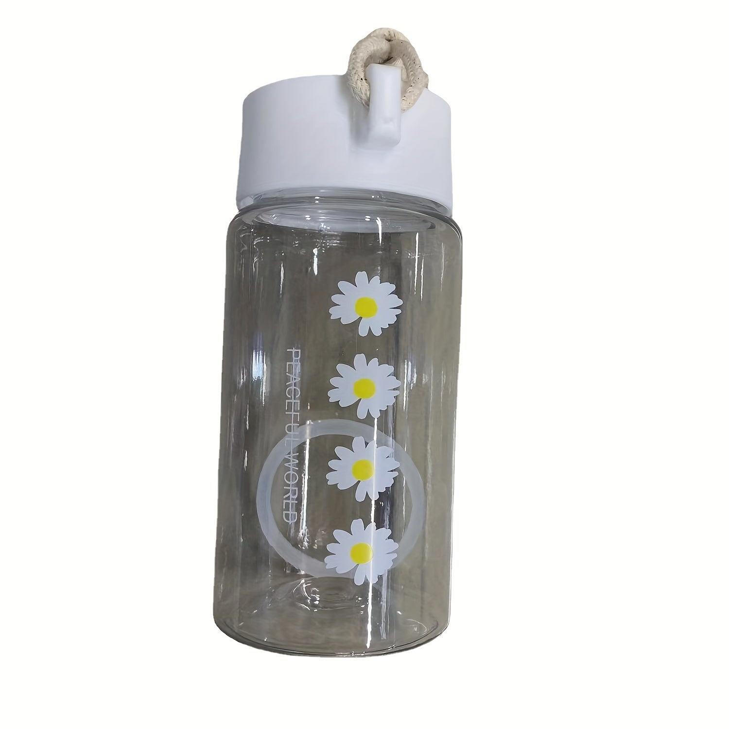 Cute Daisy Flower Water Bottle Plastic Cup for Travel and Gifts