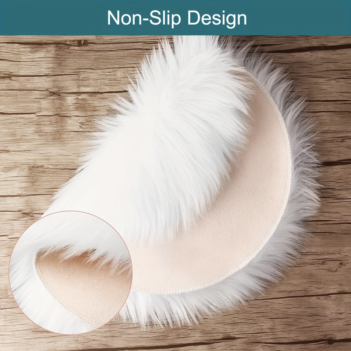 Round Plush Faux Sheepskin Rug, Machine Washable, Fluffy and Lightweight for Living Room and Bedroom