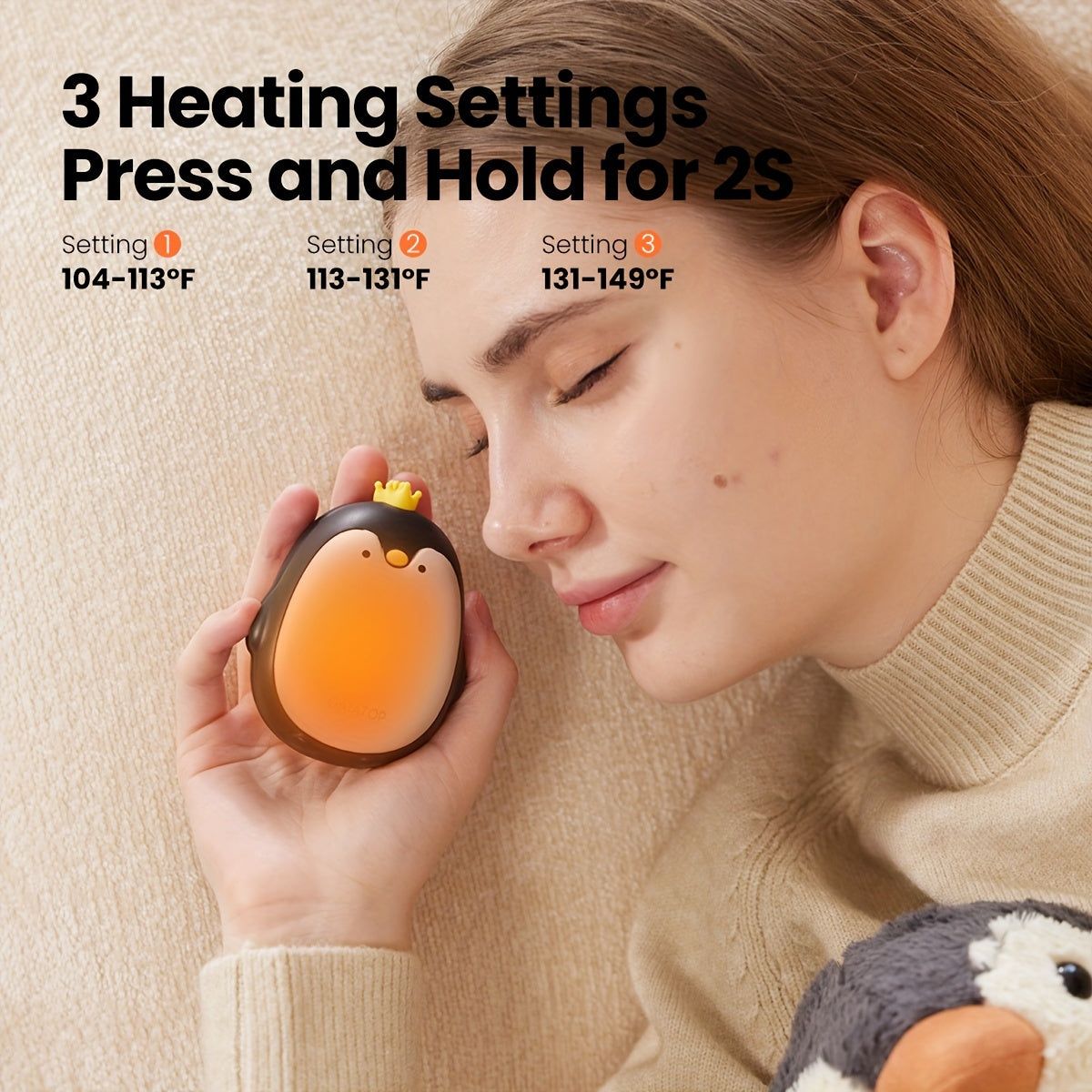 2pcs Rechargeable USB Penguin Hand Warmers Magnetic Portable for Kids