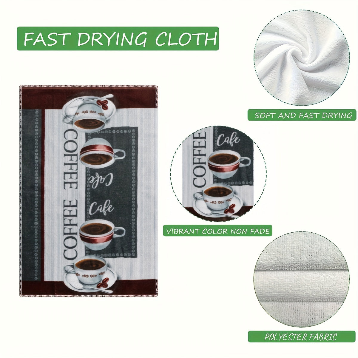 Kofe sevuvchilarning oshxona sochiqlari Latte va Cappuccino san'ati to'plami, kafe dekoratsiyasi yoki uyga qabul qilish uchun