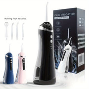 Rechargeable Electric Dental Flosser with 4 Nozzles 3 Modes Large Water Tank High Pressure