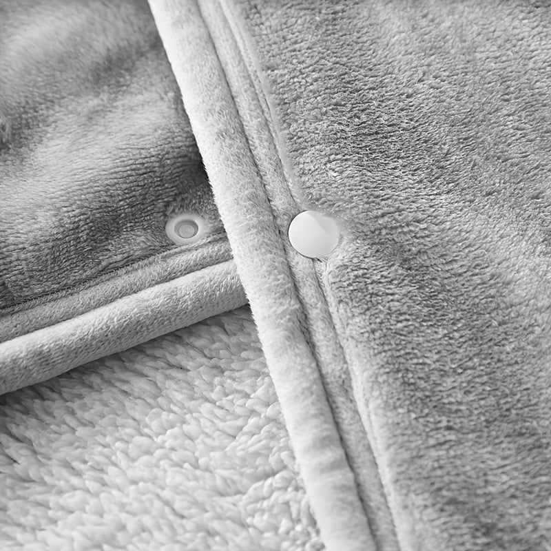 Double-Layer Fleece Sherpa Throw Blanket Cozy Wearable Shawl 156cm Navy Grey Pink