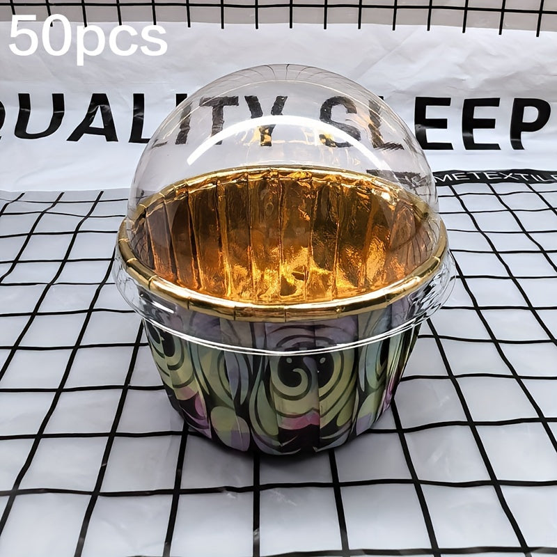 Set of 50 Disposable Paper Baking Cups, Assorted Holiday Themes, Heat-Resistant, Round Cupcake Liners