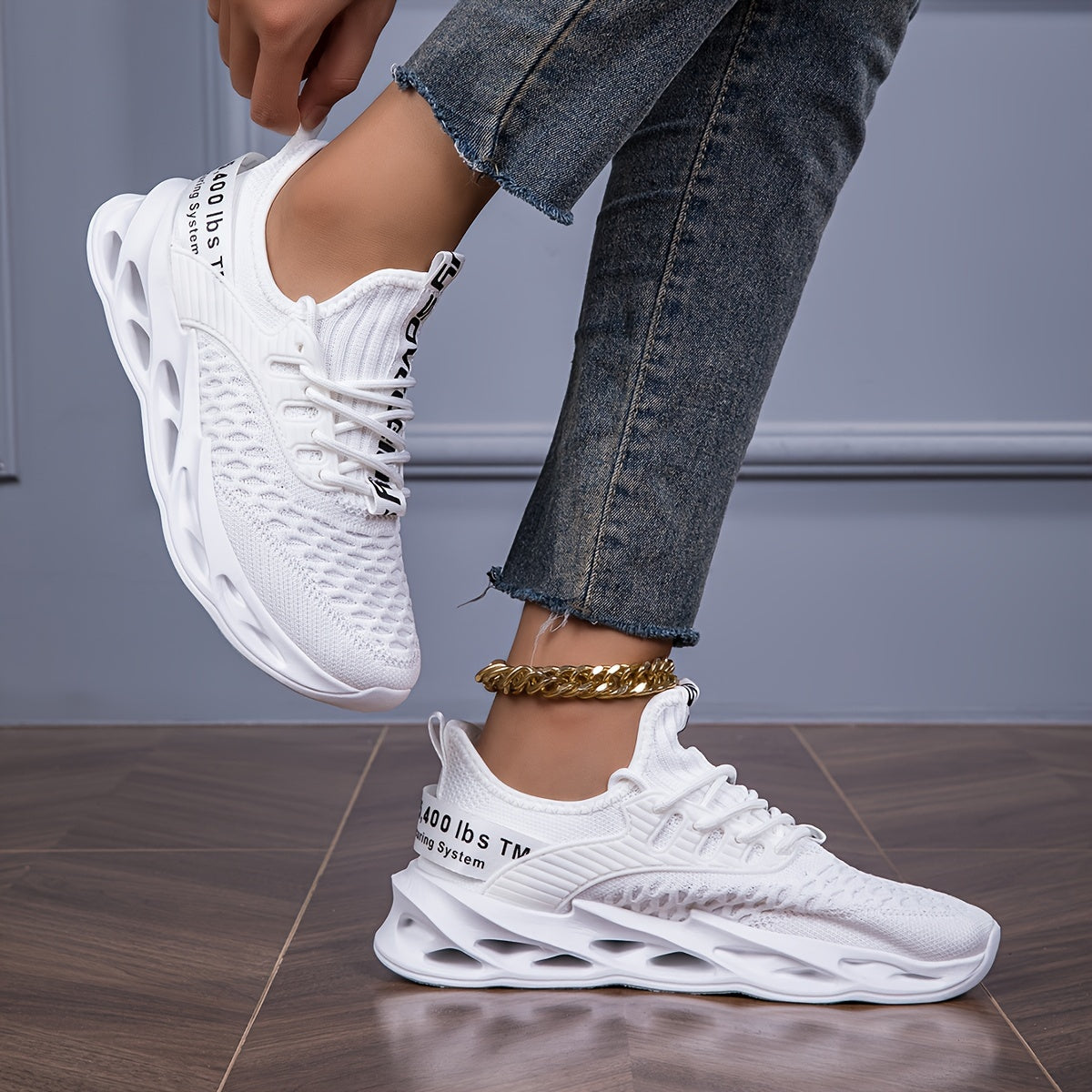 Unisex Breathable White Casual Hollow-Soled All-Season Sneakers