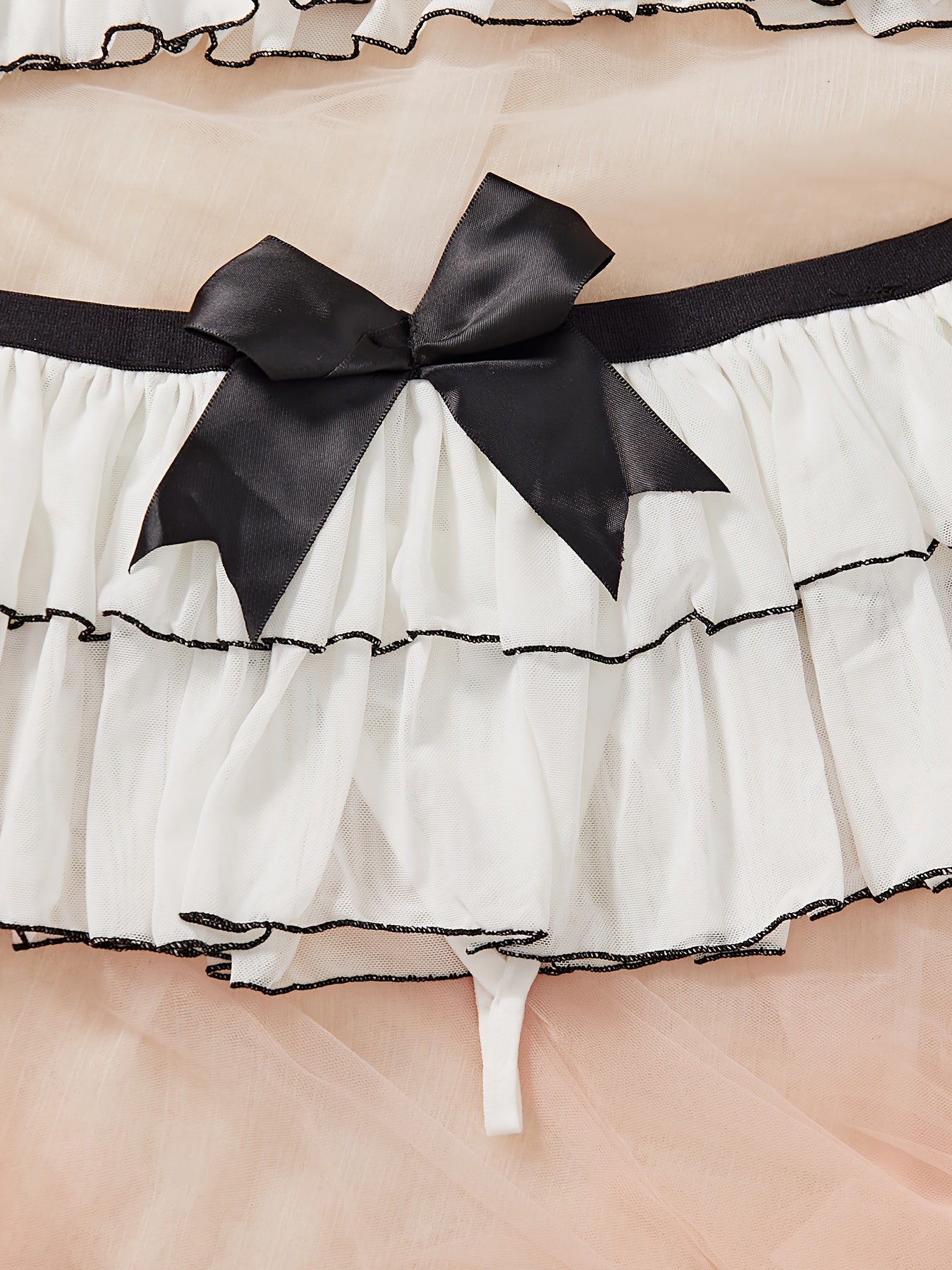 Sheer Lace Bowknot Lingerie Set for Women