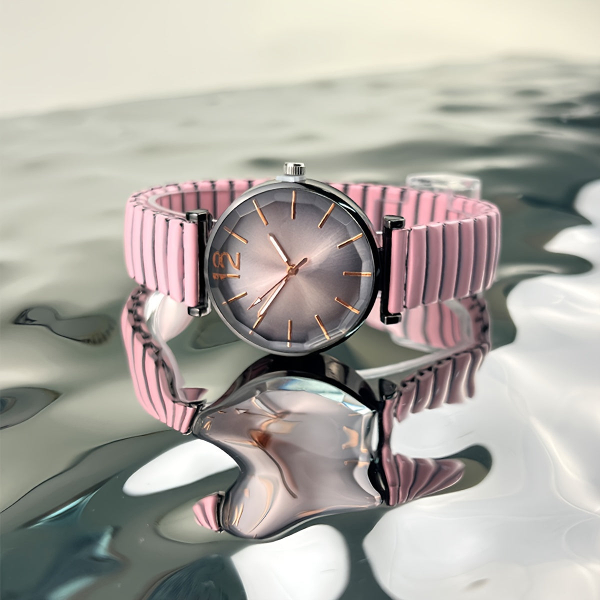 Women's Quartz Watch with Multi-Colored Elastic Strap and Dial