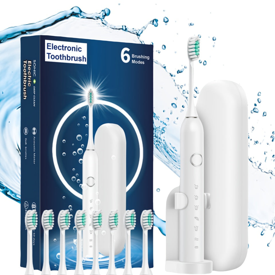 Portable Sonic Electric Toothbrush with 6 Modes, USB Rechargeable, Travel Use
