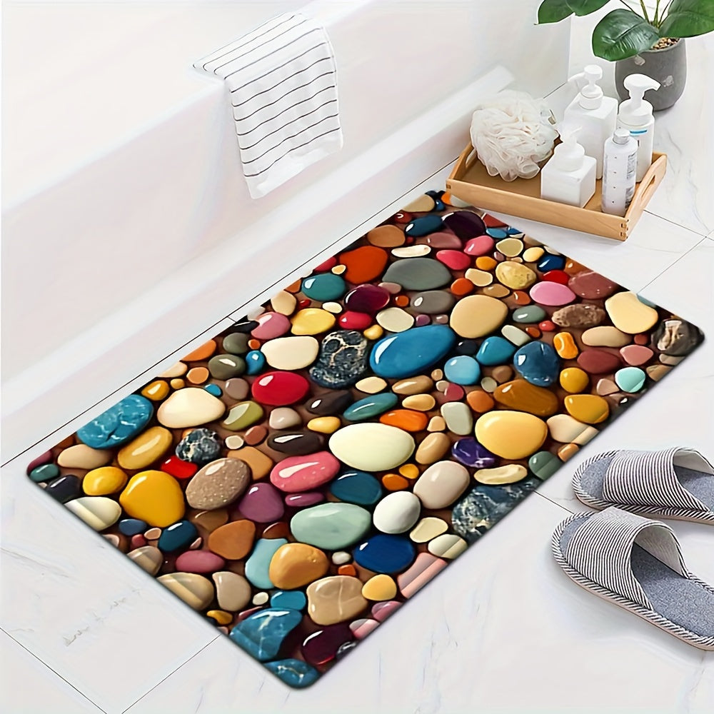 Vibrant Pebble Design Ultra Absorbent Non-Skid Bathroom Kitchen Rug