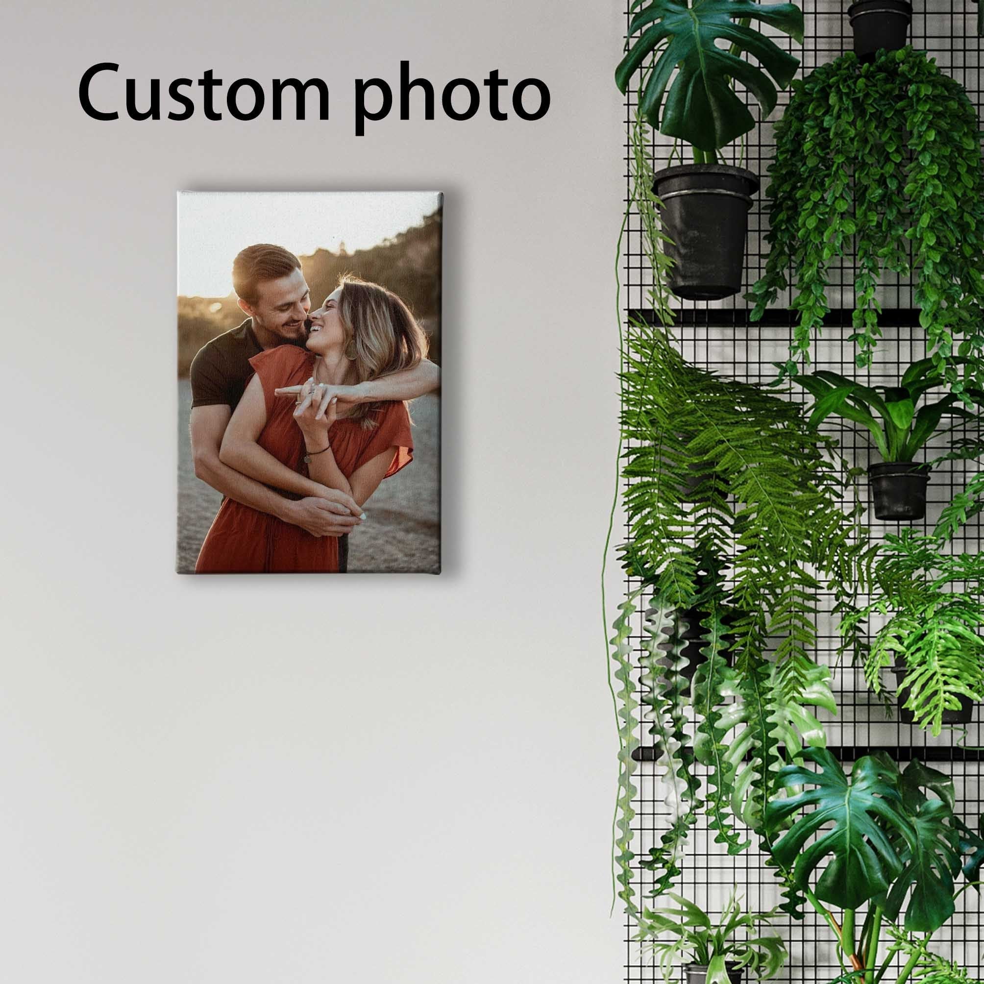 Personalized Couple Photo Canvas Wall Art, Framed, Custom Keepsake Gift