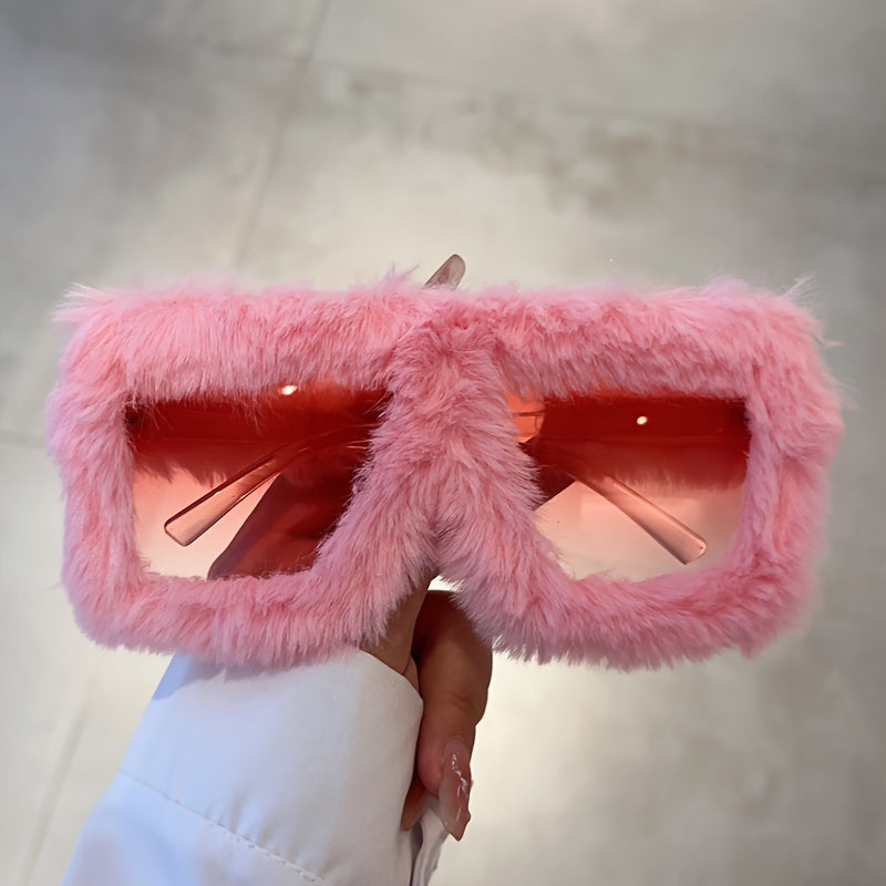 Unisex Fuzzy Plastic Glasses Oversized Gradient Fashion Accessories for Beach Parties and Clubs